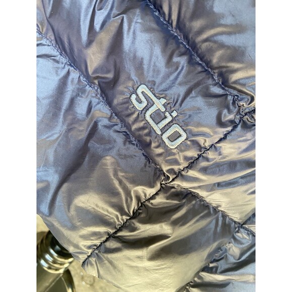 STIO Womens Down Hooded Parka Size XL Navy Puffer Long Warm Ski Outdoor Coat - Picture 4 of 16